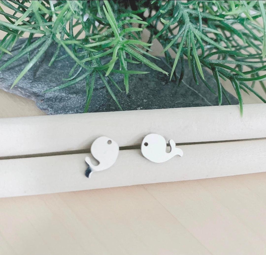 Boucles d'oreilles en acier inoxydable - Baleine