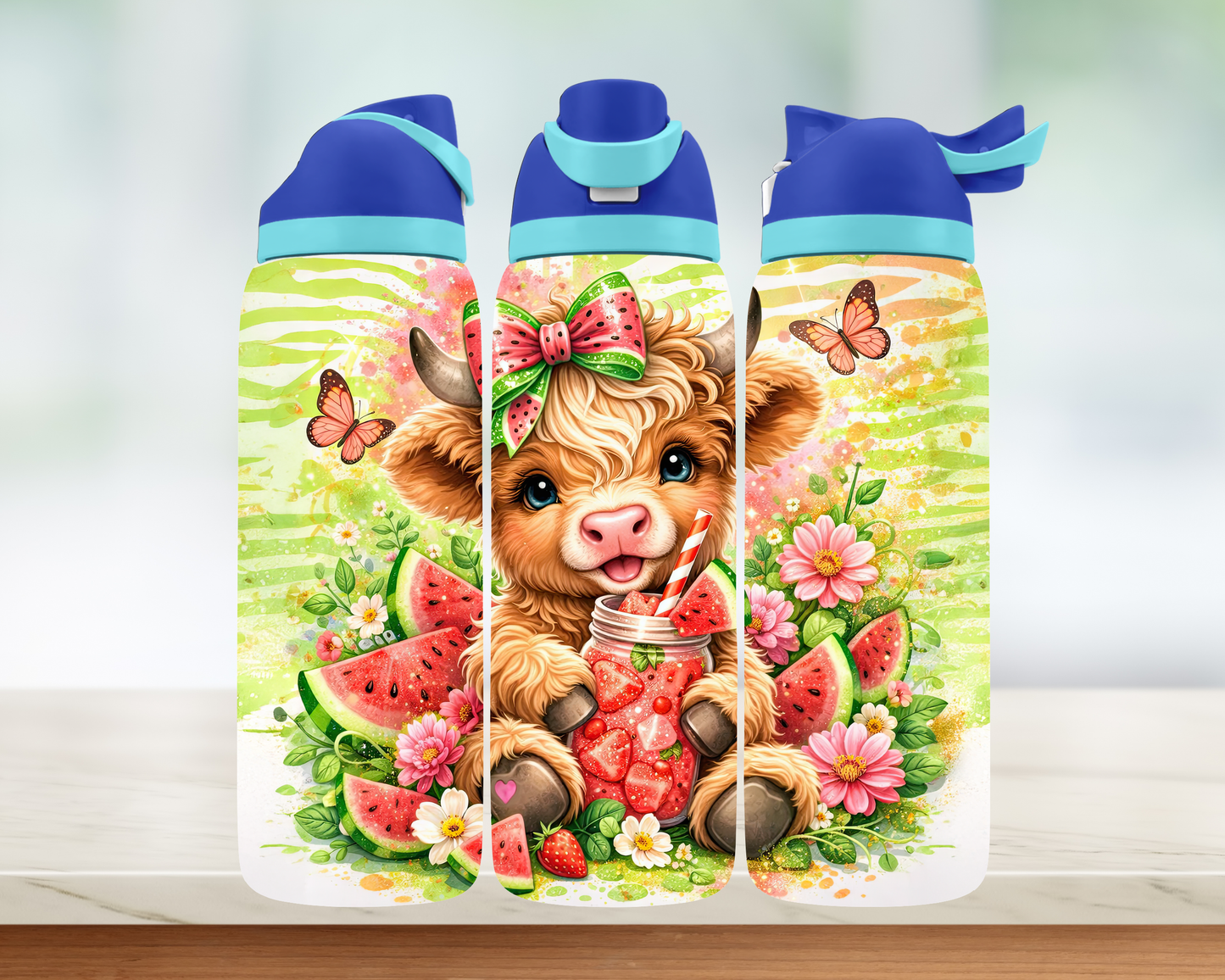 Bouteille style Owala - Vache melon