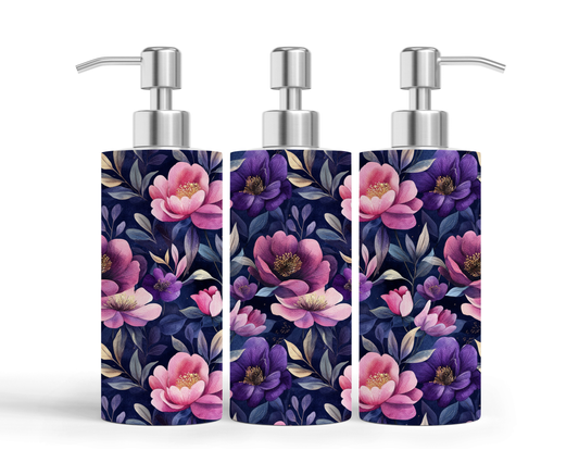 Pompe à savon - Fleurs mauves