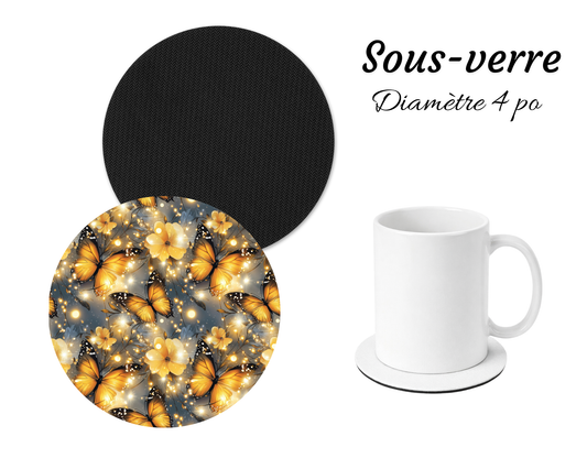Sous-verre - Papillons Jaunes