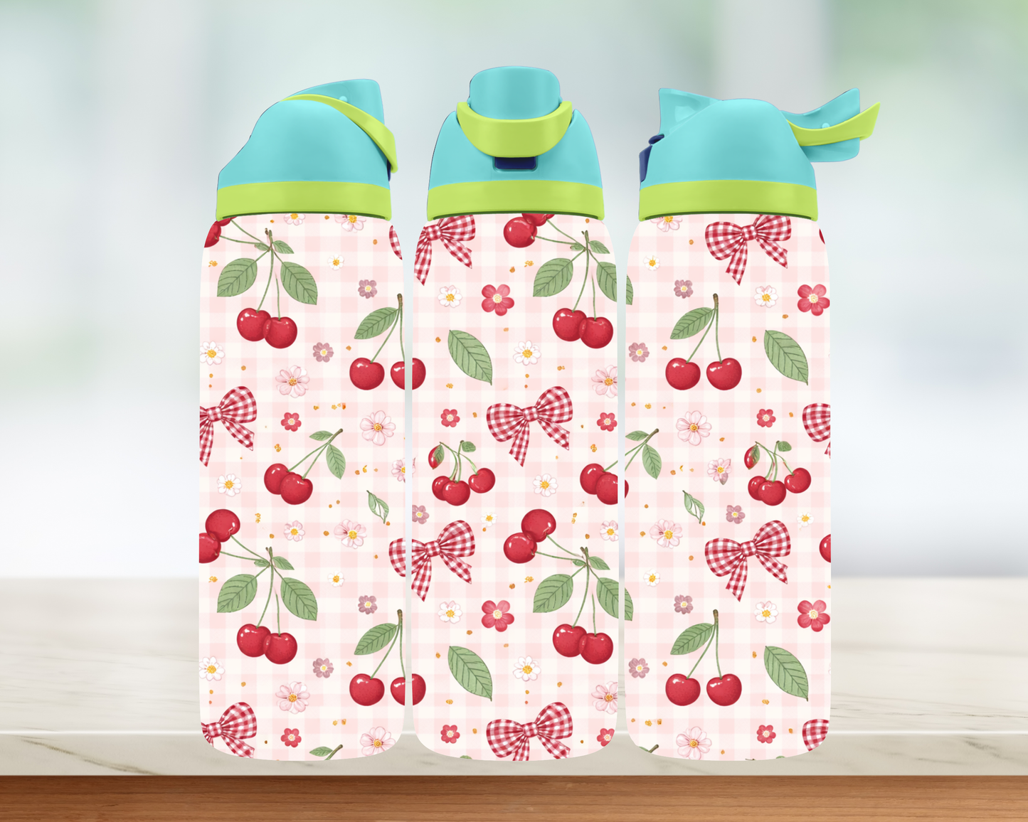 Bouteille style Owala - cerises & boucles