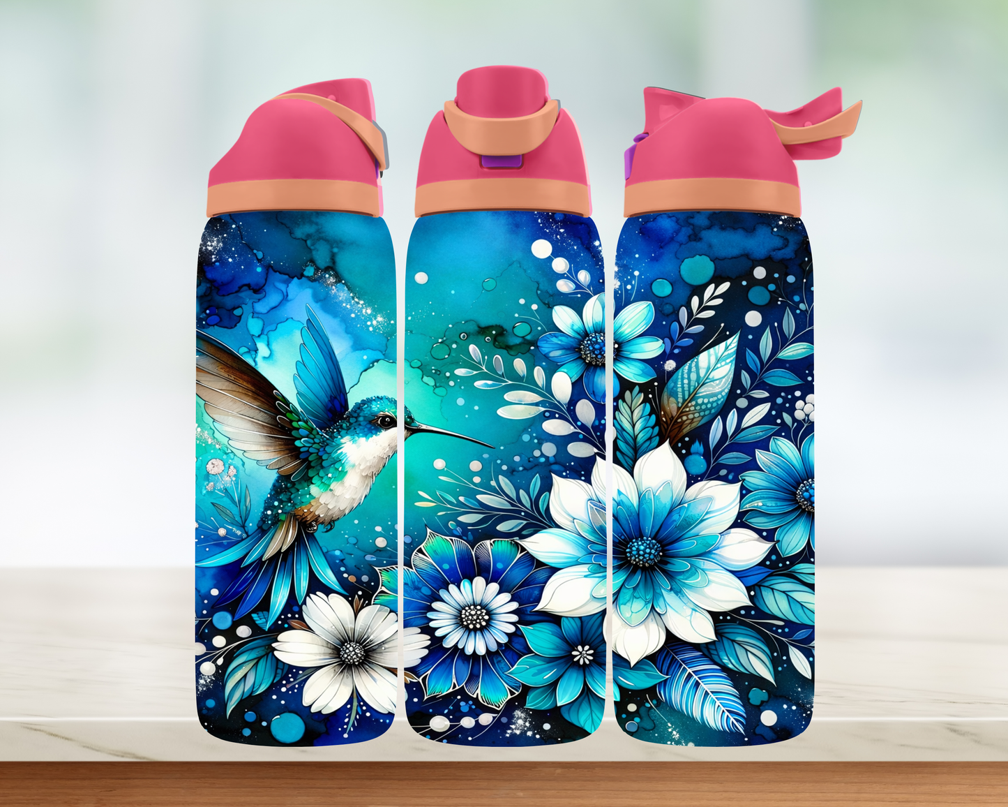 Bouteille style Owala - Colibri bleu