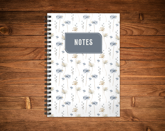 Cahier de notes - délicates fleurs bleu