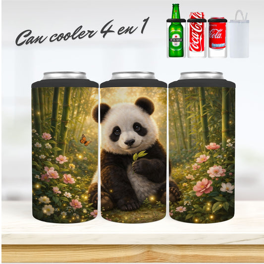 CAN COOLER 4 en 1 - Panda fleurs