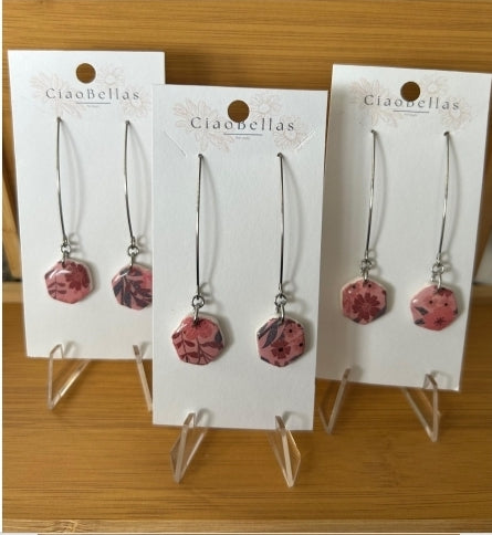 Longues boucles d'oreilles - Rose