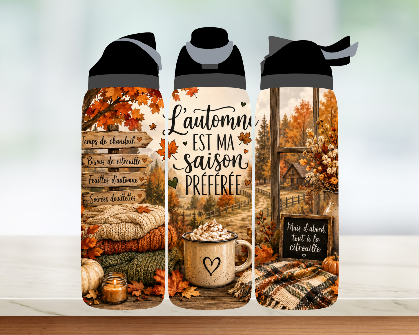 Bouteille Style Owala - Collection d'automne - 24 oz