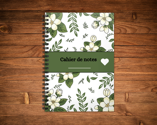 Cahier de notes - Feuille vert