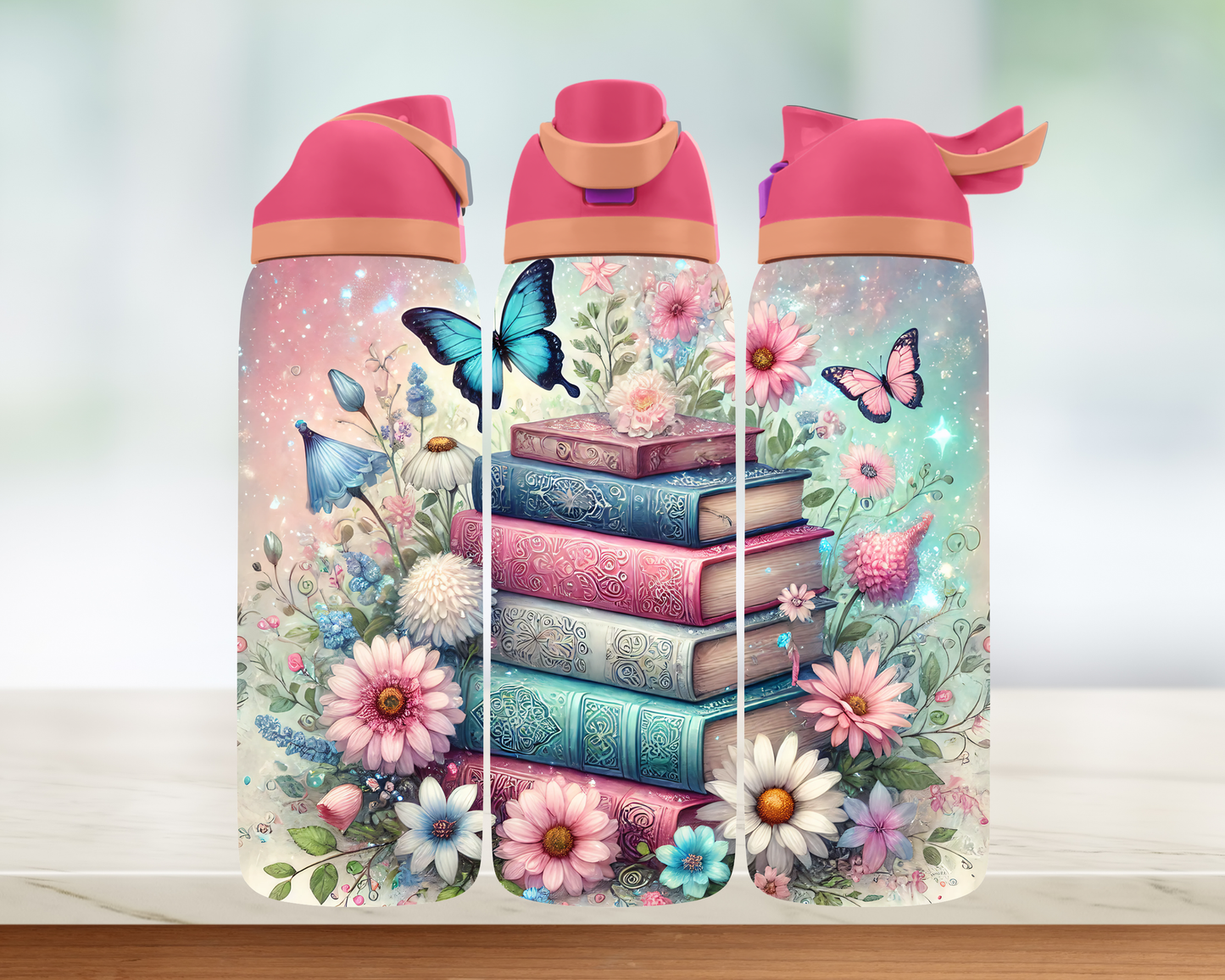 Bouteille style Owala - Lectures et fleurs