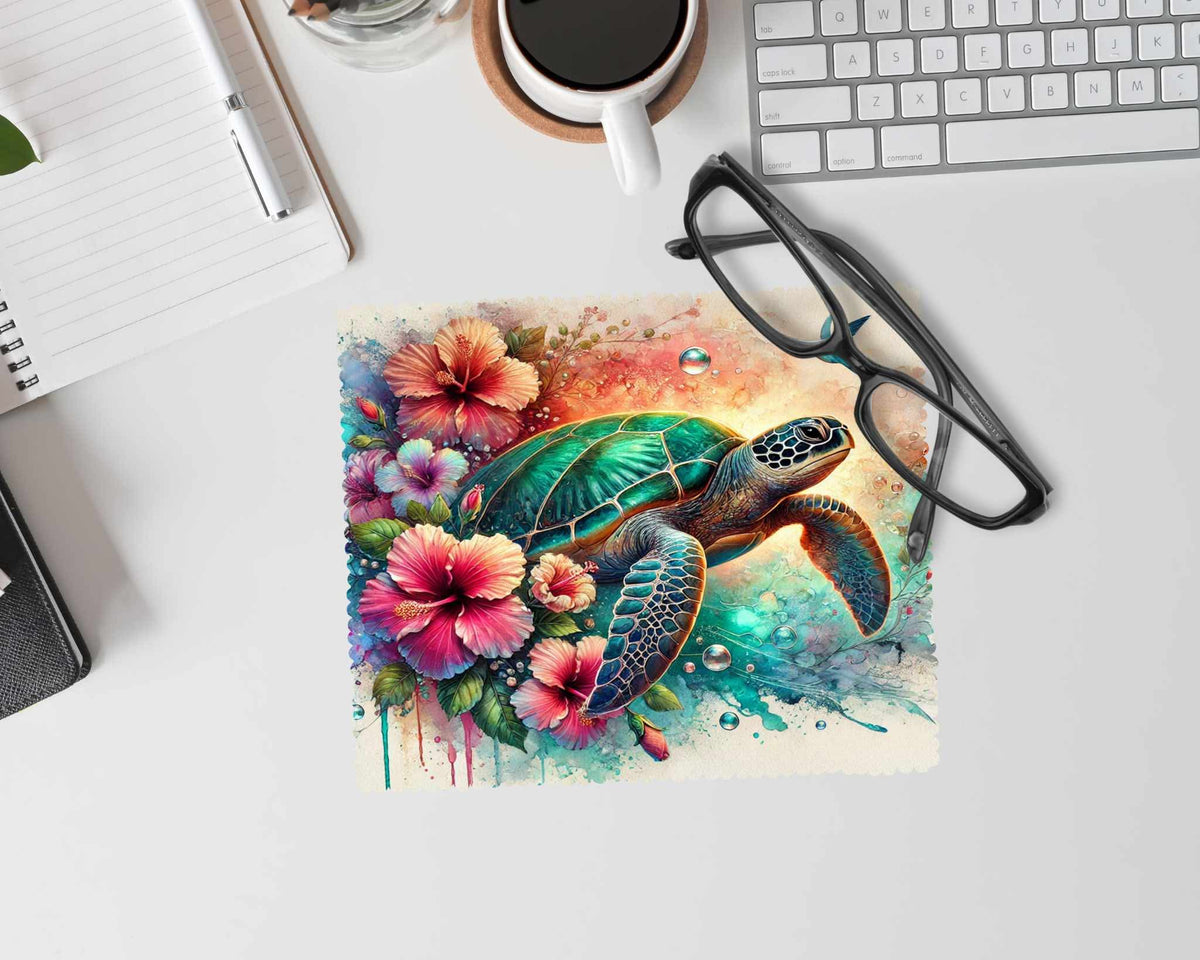 Linge à lunette - Tortue fleurs