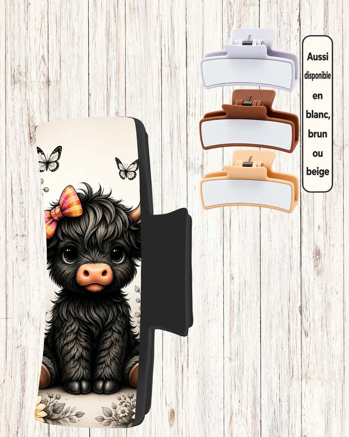 Pince cheveux XL - Petite vache noire