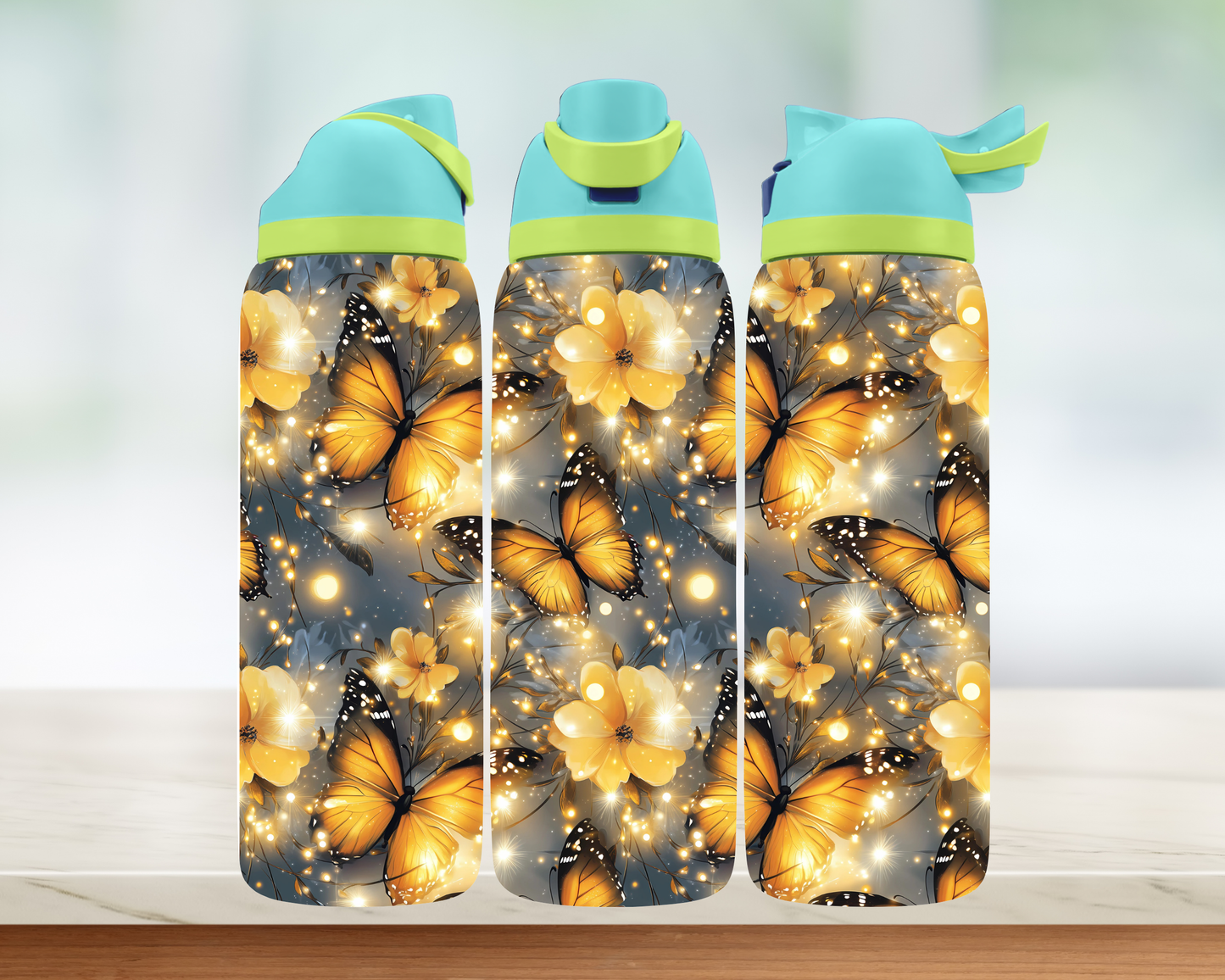 Bouteille style Owala - Papillons Jaunes