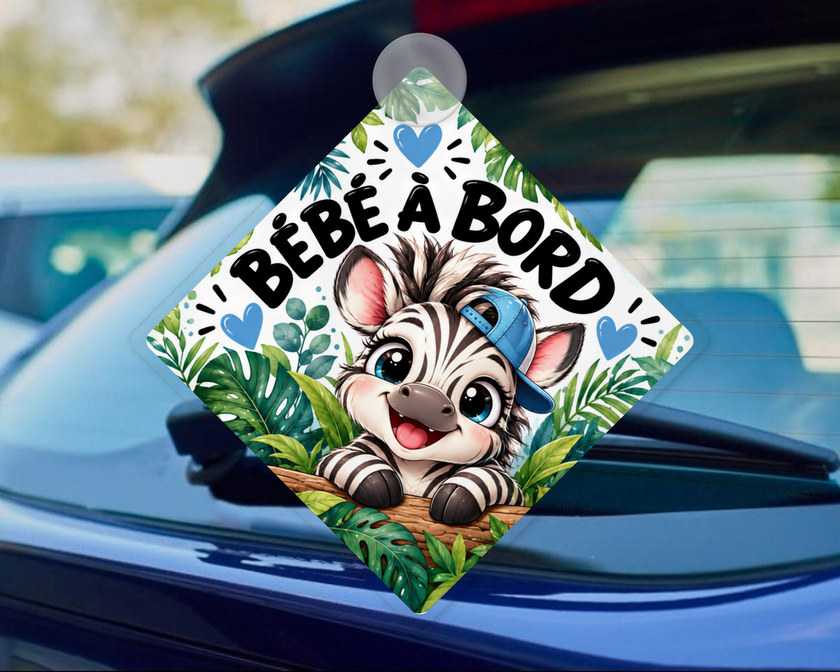 🚗👶 BÉBÉ À BORD – Zèbre bleu