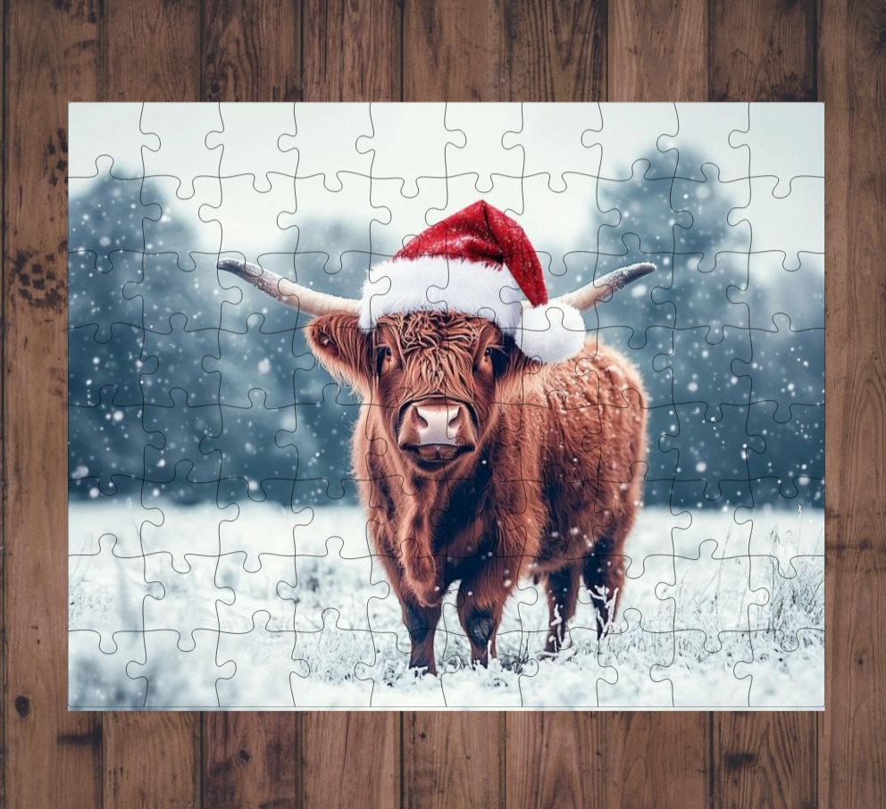 🧩 Casse-tête sublimé - Vache Tuque de Noël