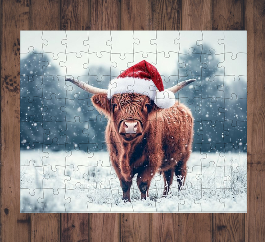 🧩 Casse-tête sublimé - Vache Tuque de Noël