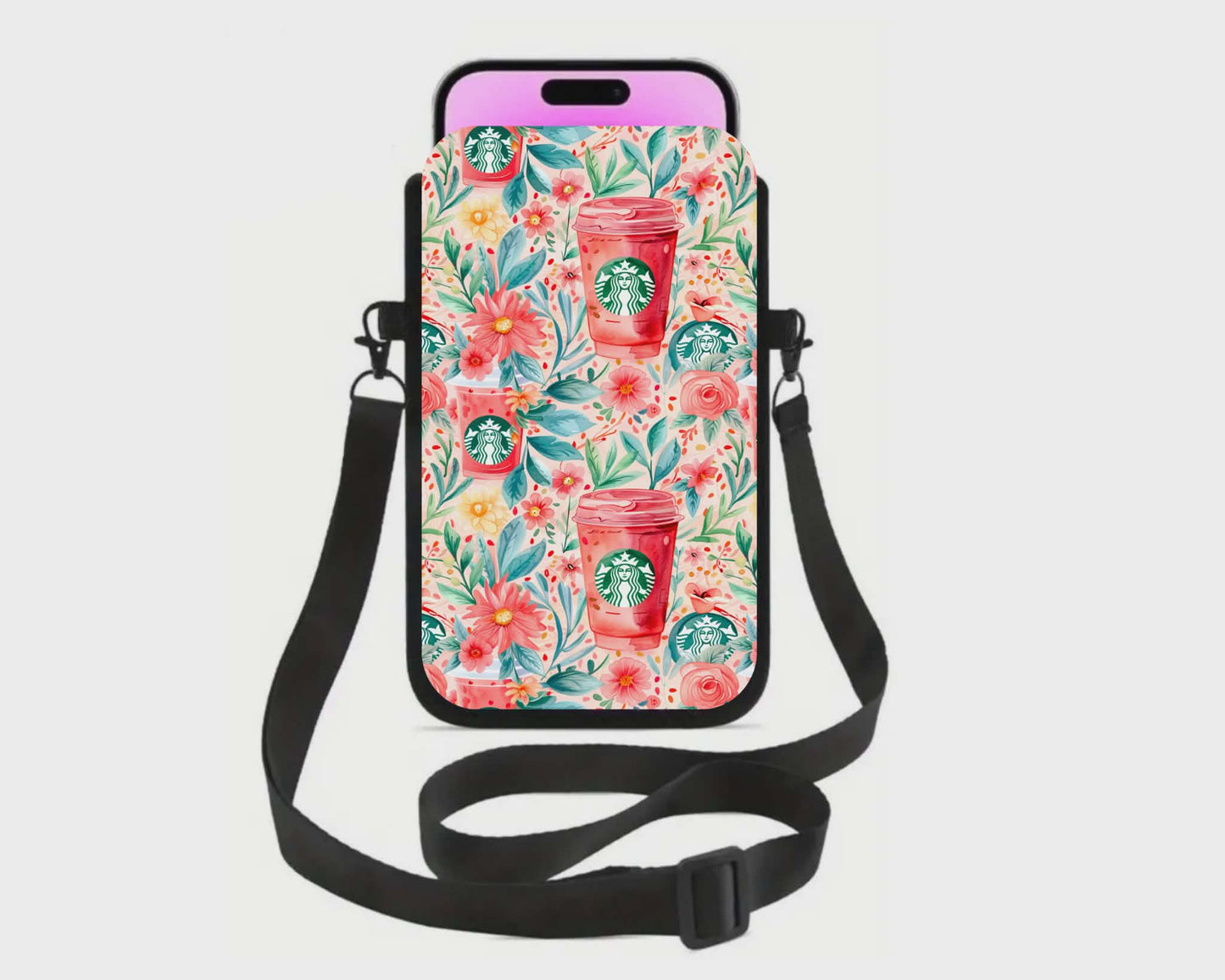 📱 Sac à cellulaire sublimé – Café rose