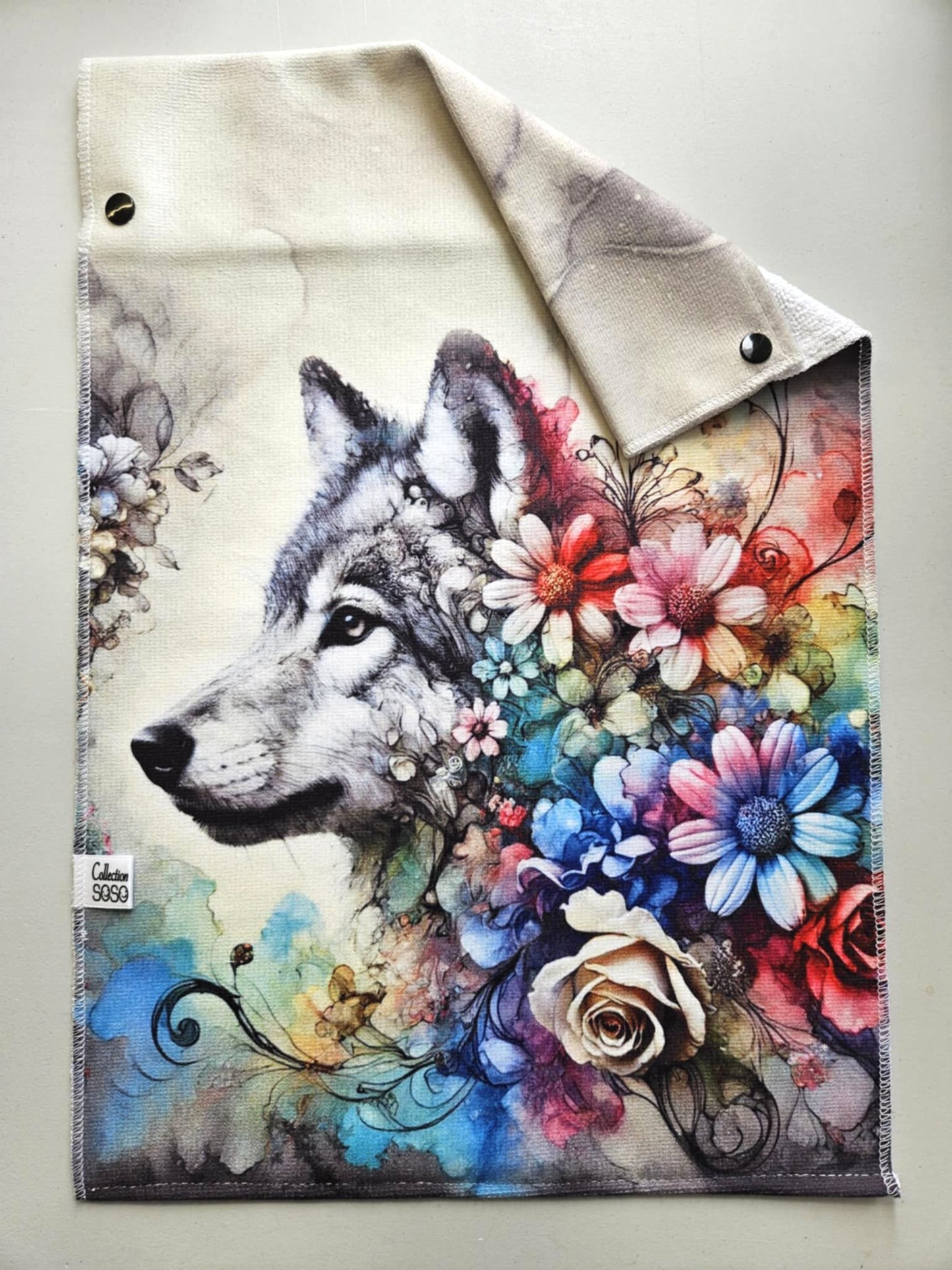 Serviette à main - Loup & fleur