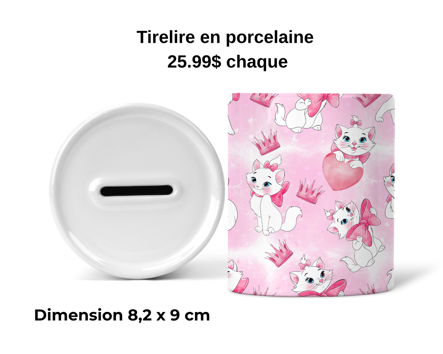 Tirelire - Chat Avec Boucle Rose