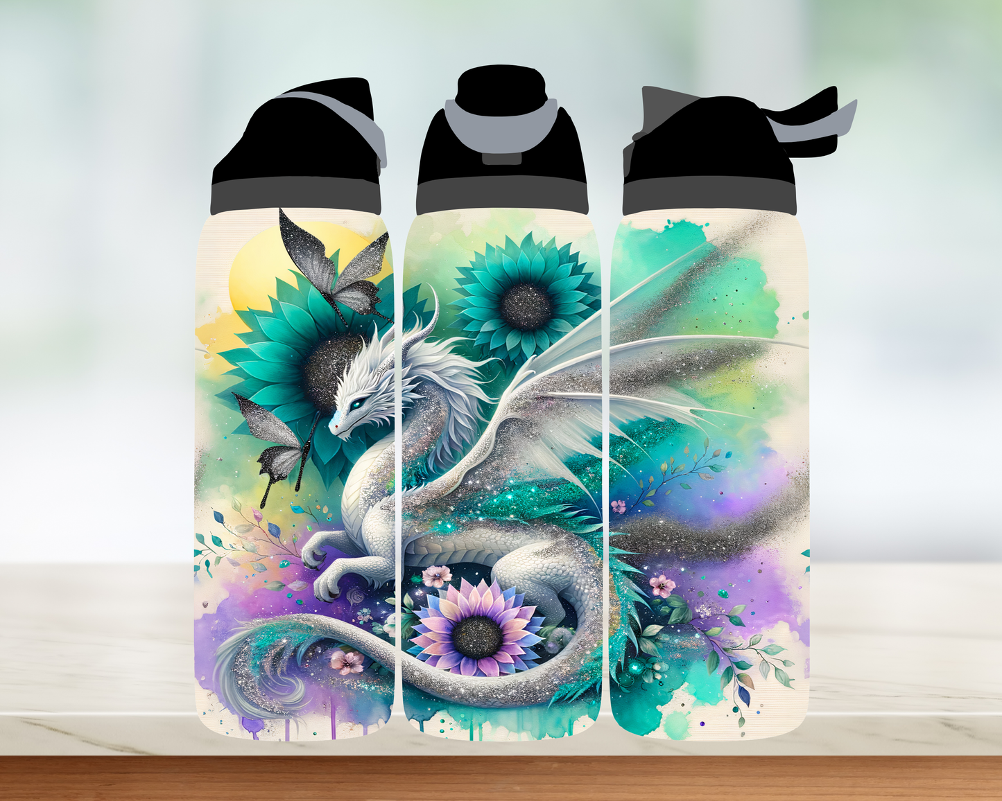 Bouteille style Owala - dragons colorés