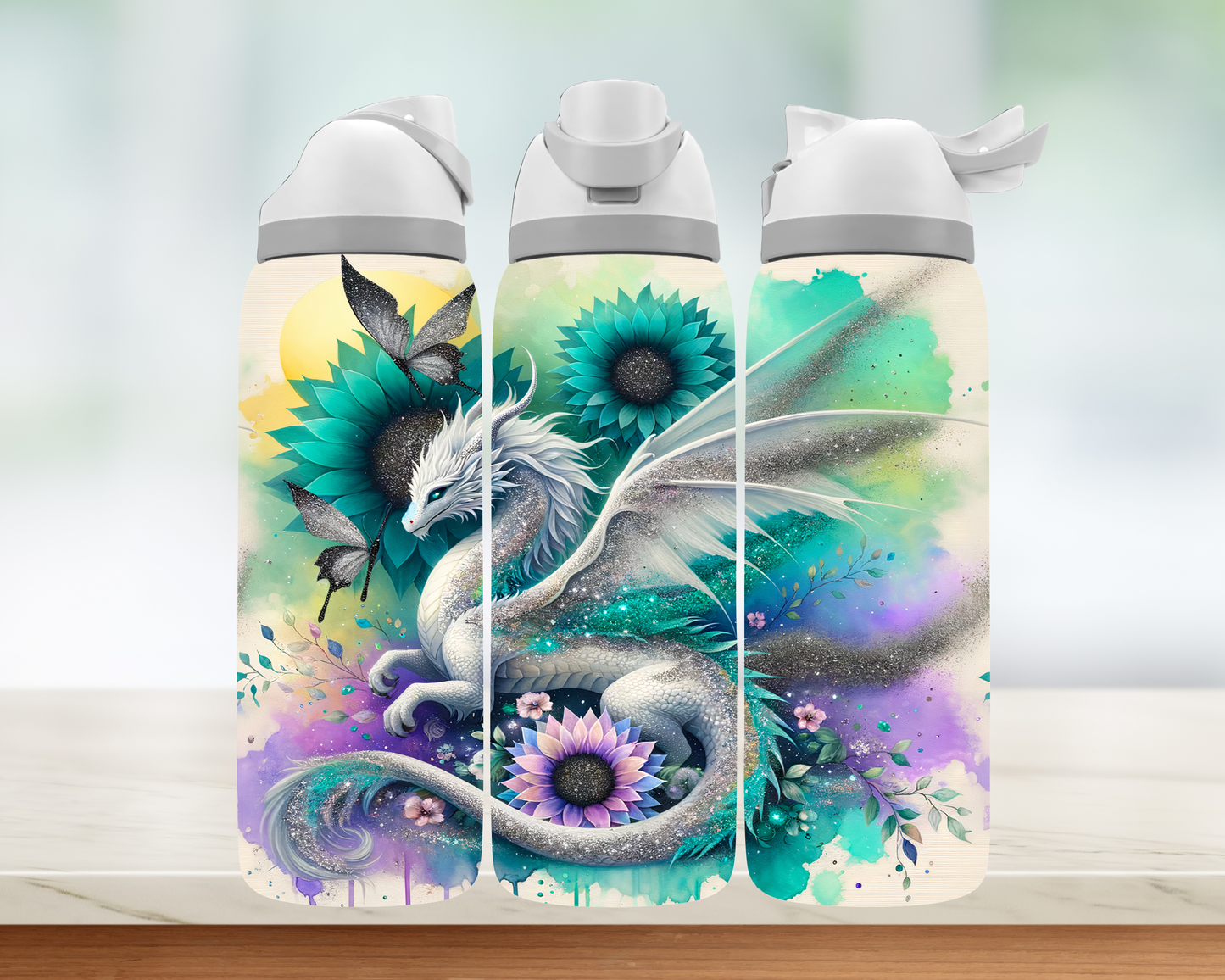 Bouteille style Owala - dragons colorés