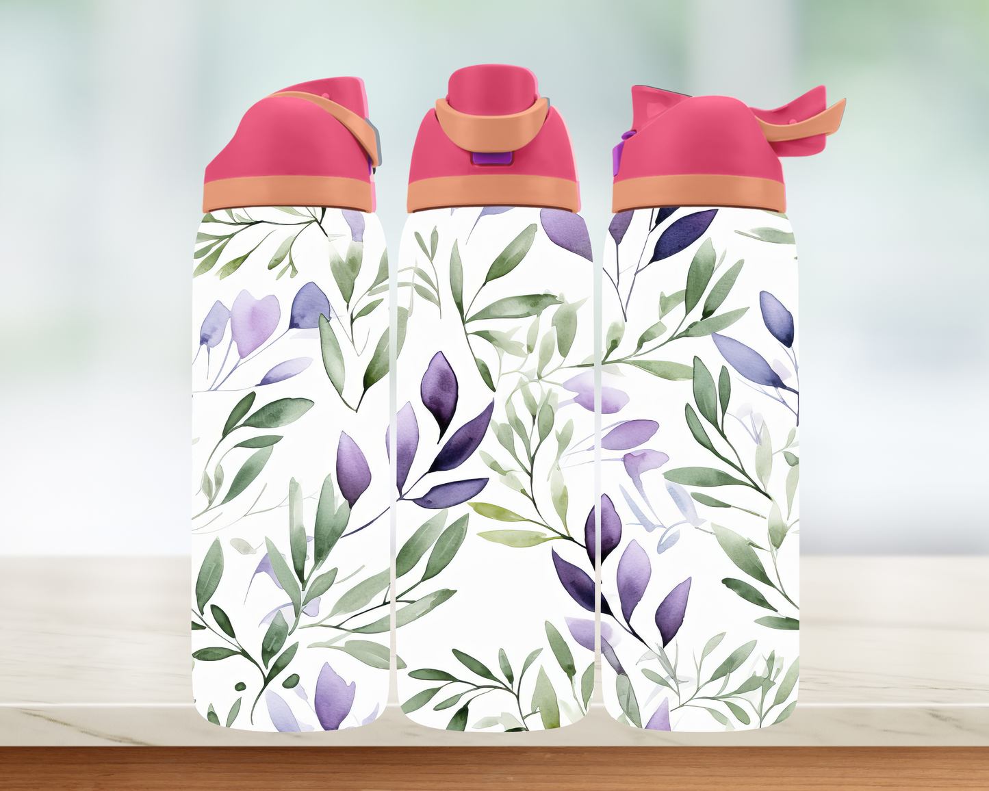 Bouteille style Owala - Beaux feuillages