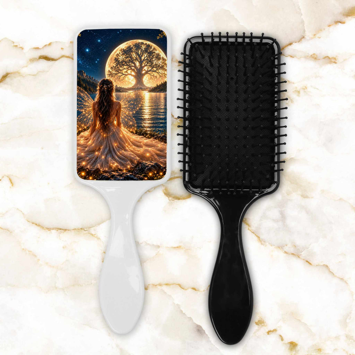 Brosse à cheveux - Fée sous la lune