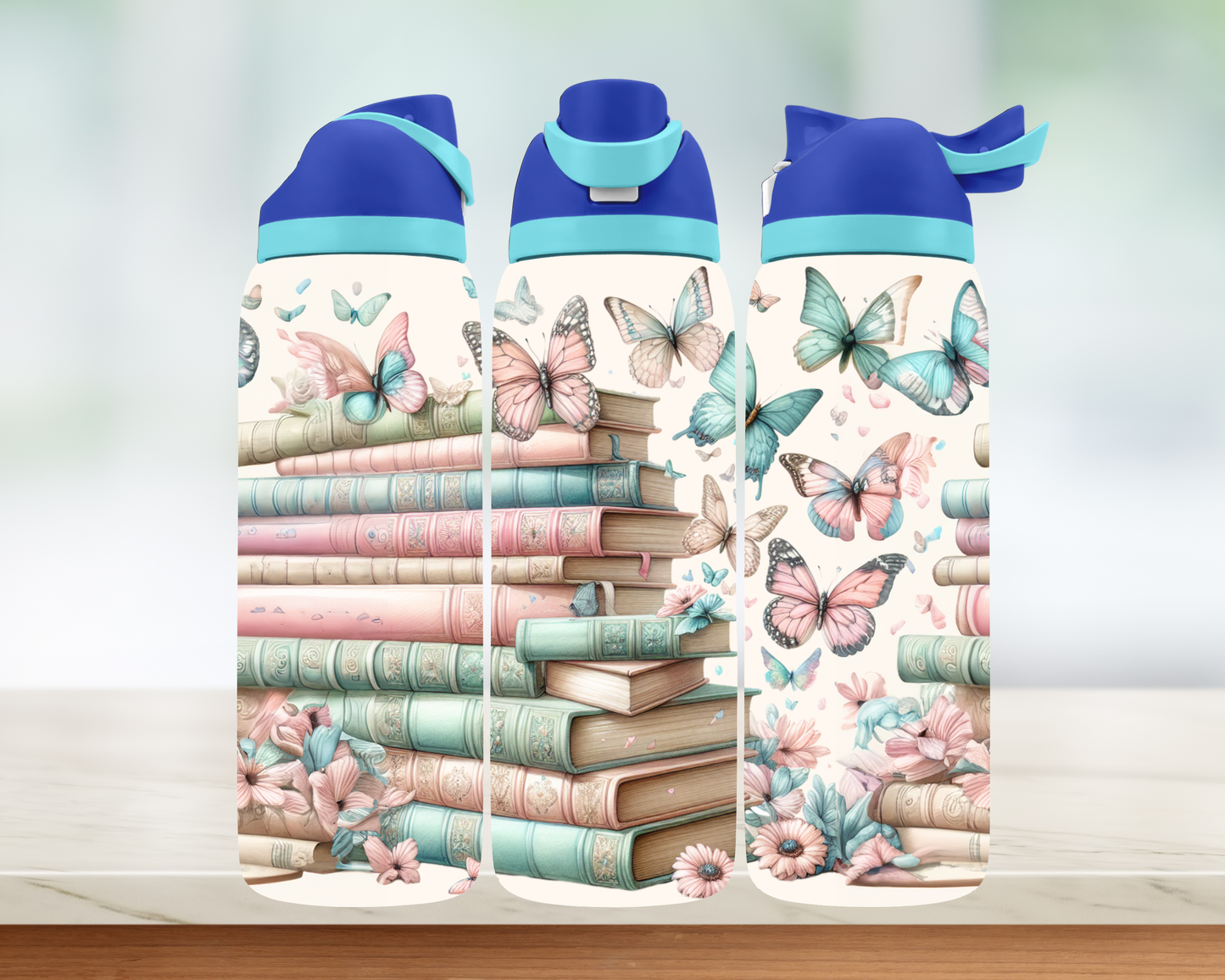 Bouteille style Owala - Livres et papillons