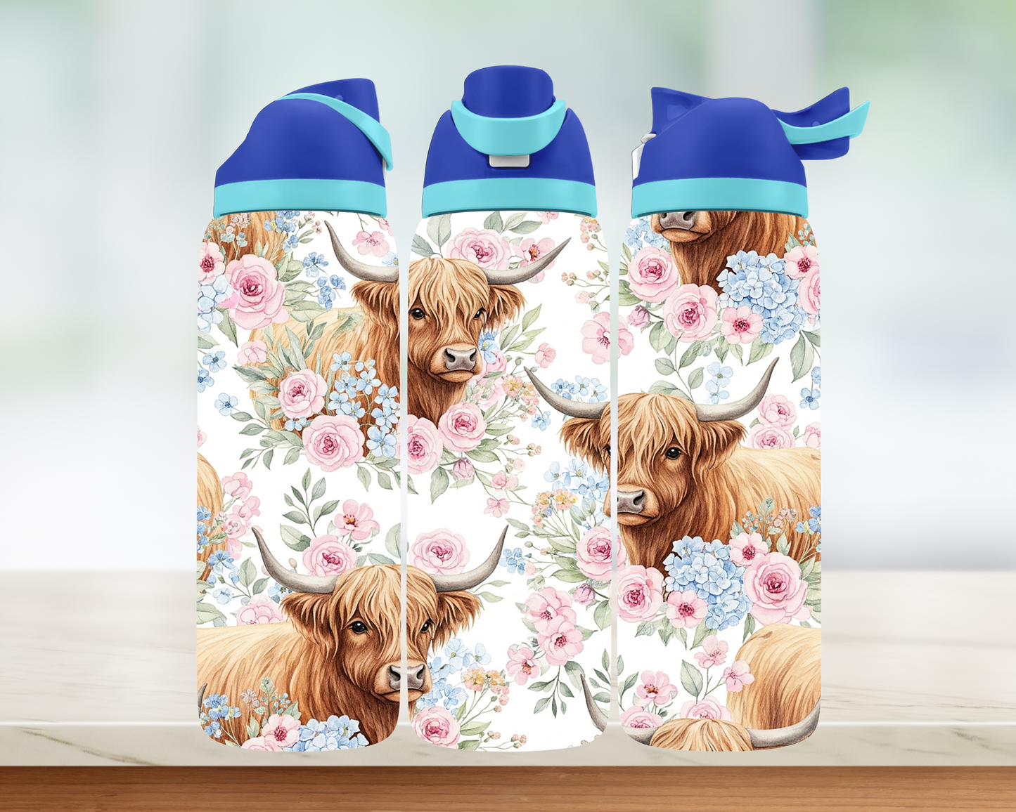 Bouteille style Owala - Vaches fleuris