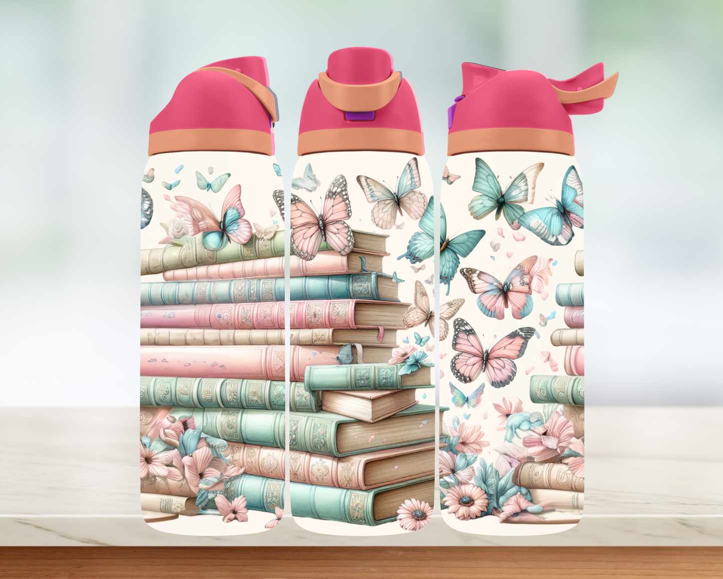 Bouteille style Owala - Livres et papillons