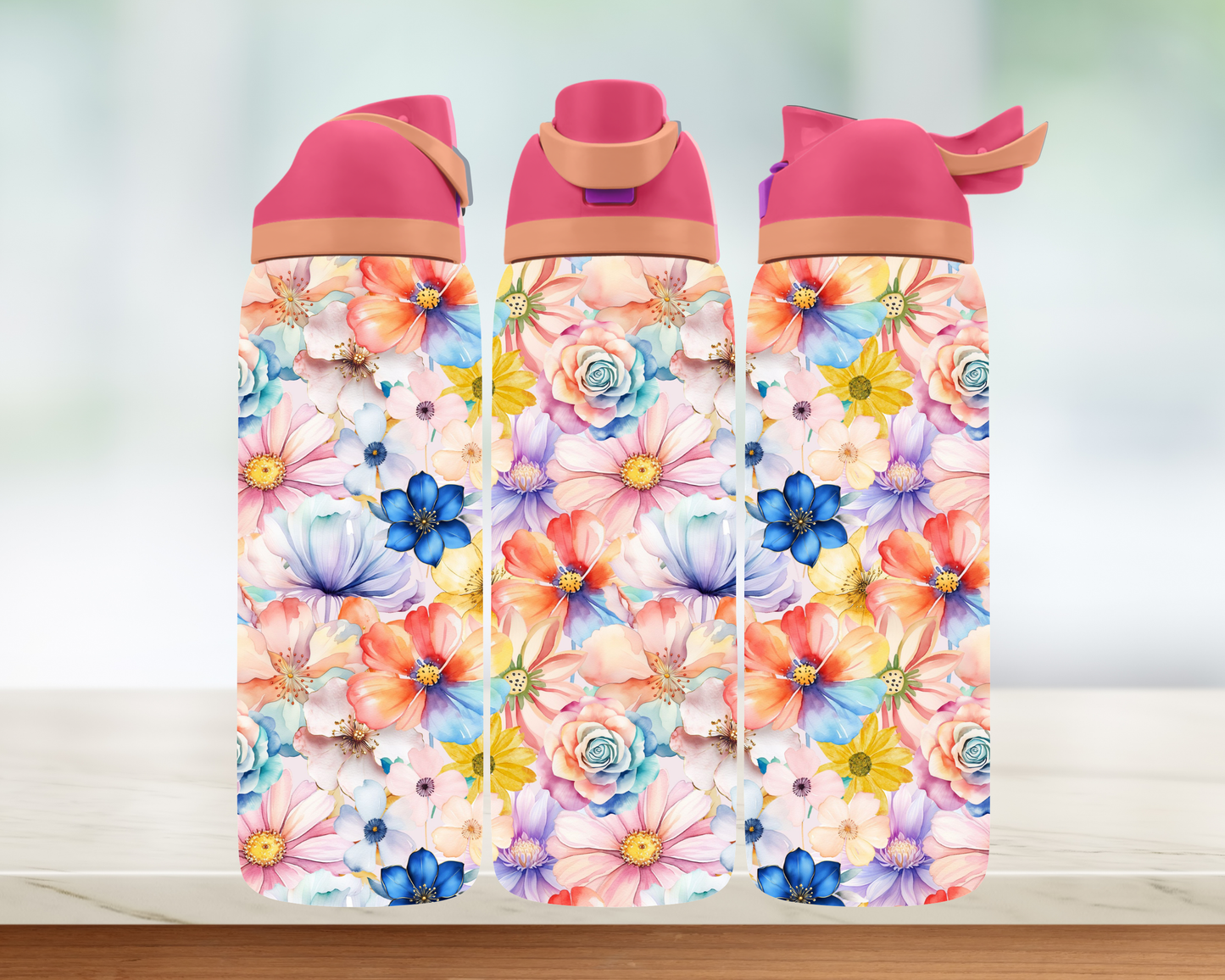 Bouteille style Owala - Fleurs