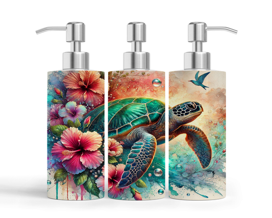 Pompe à savon - Tortue fleur