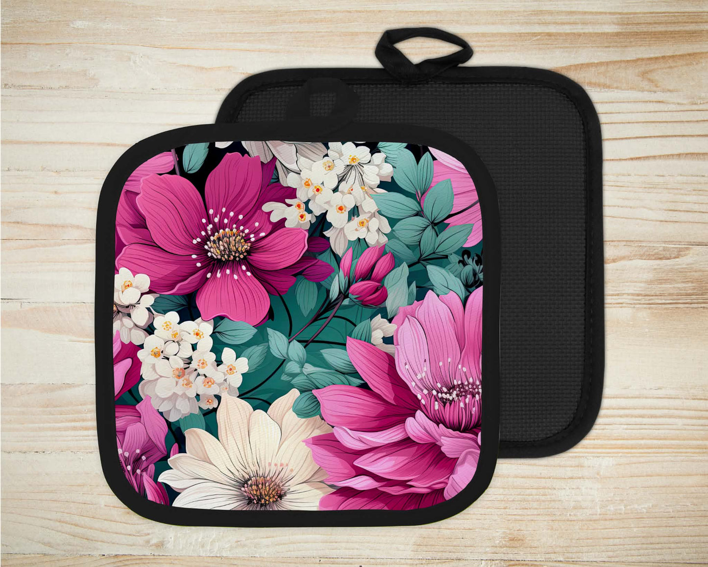 ✨️ Sous-plat sublimé - Fleur rose et bleue