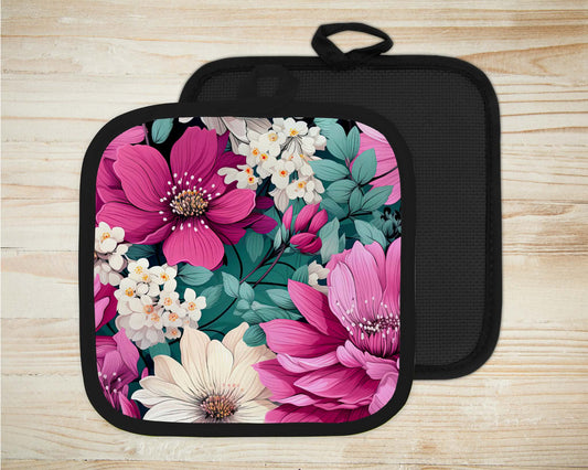 ✨️ Sous-plat sublimé - Fleur rose et bleue