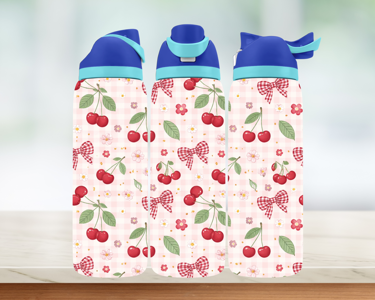 Bouteille style Owala - cerises & boucles