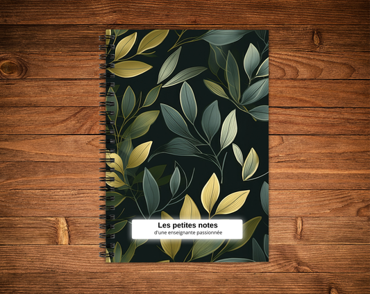 Cahier de notes - Enseignante feuillage