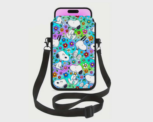 📱 Sac à cellulaire sublimé – Chien blanc fond bleu