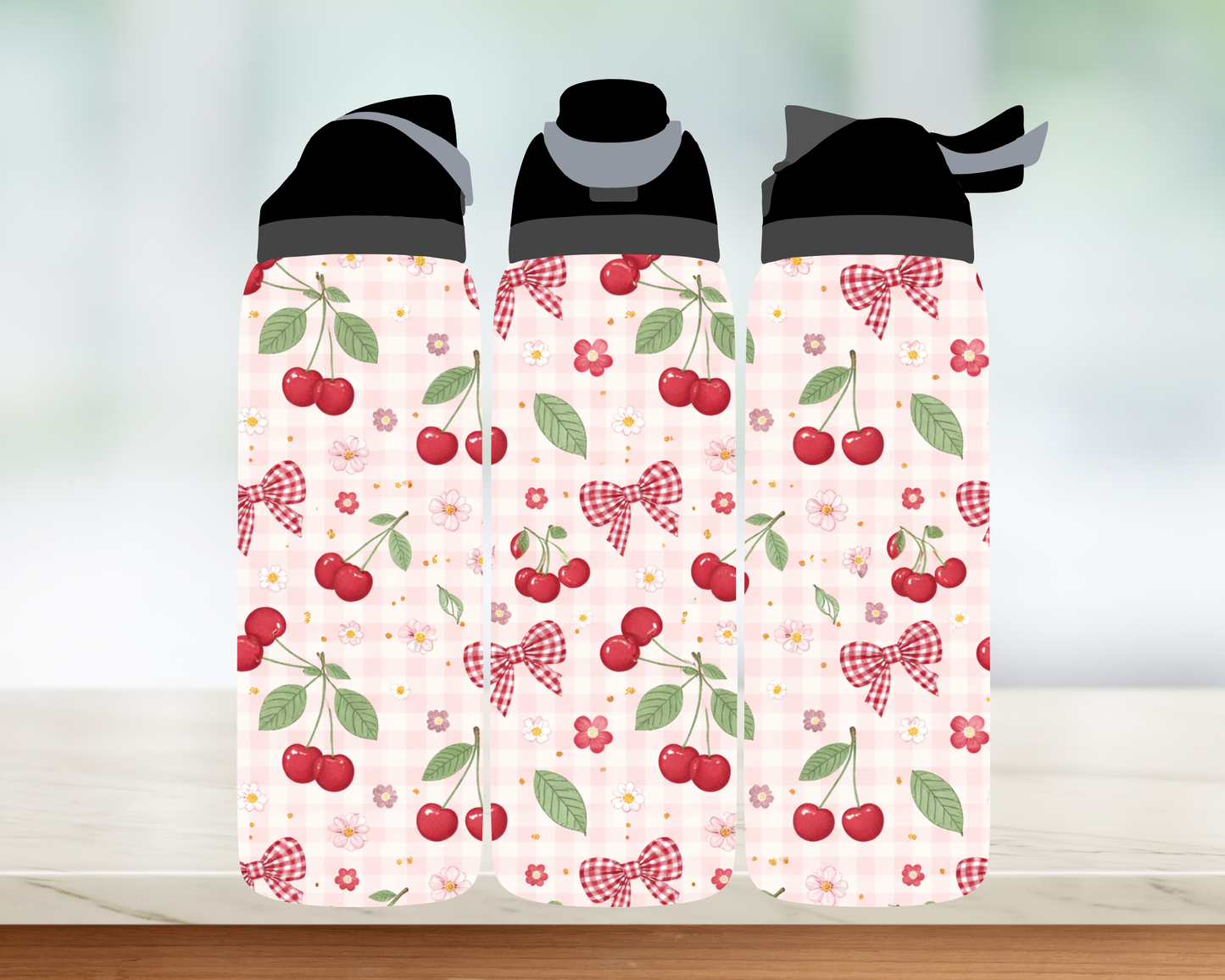 Bouteille style Owala - cerises & boucles