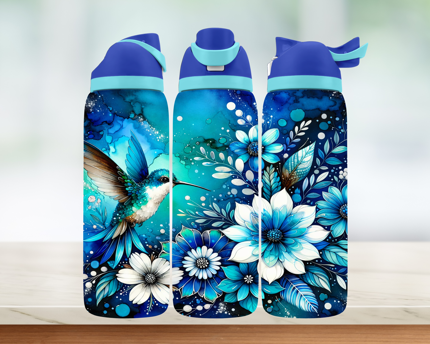 Bouteille style Owala - Colibri bleu