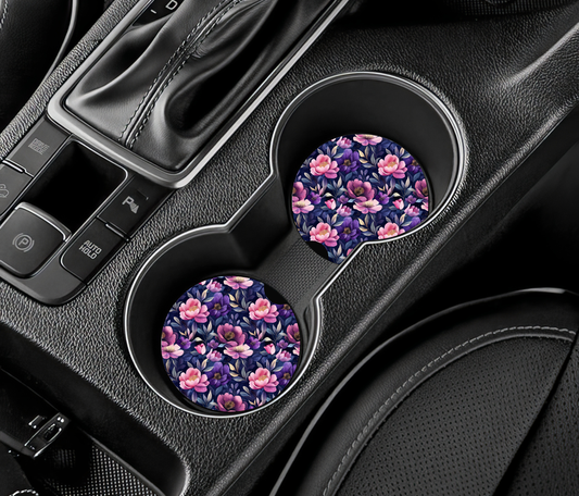 Sous-verre auto - Fleurs mauves