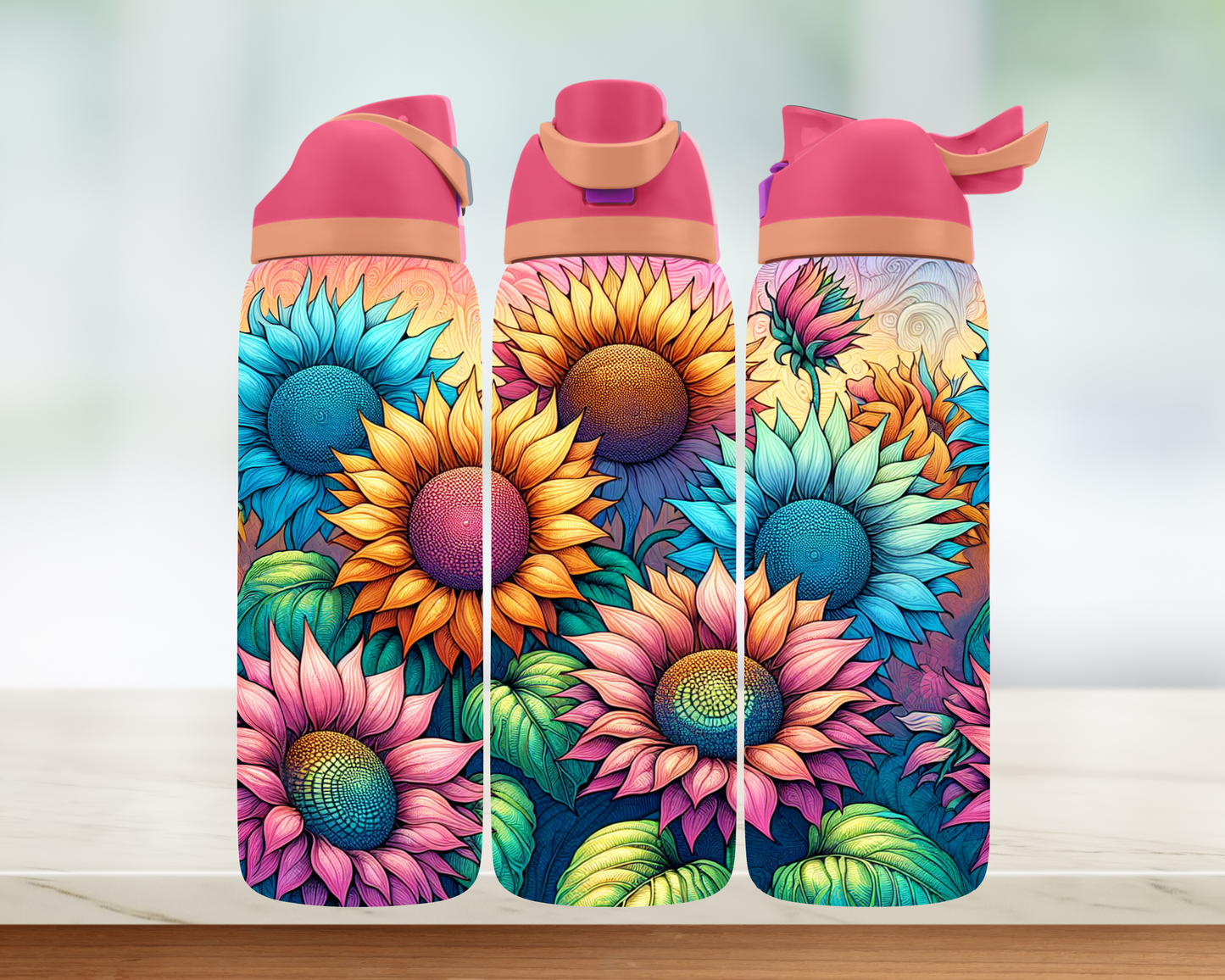 Bouteille style Owala - Fleurs colorés