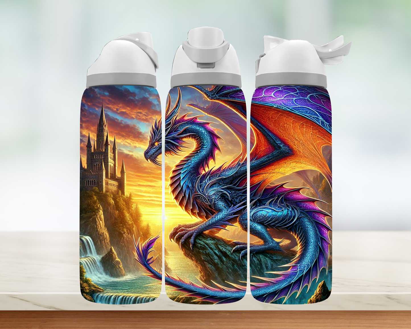 Bouteille style Owala - Dragon et chateau
