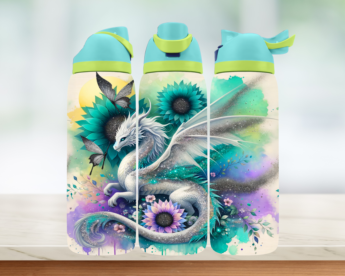 Bouteille style Owala - dragons colorés