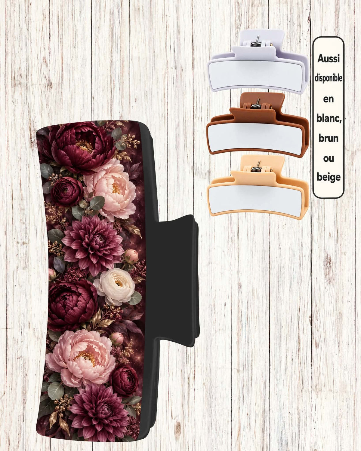 Pince cheveux XL - Belles fleurs rouges et roses