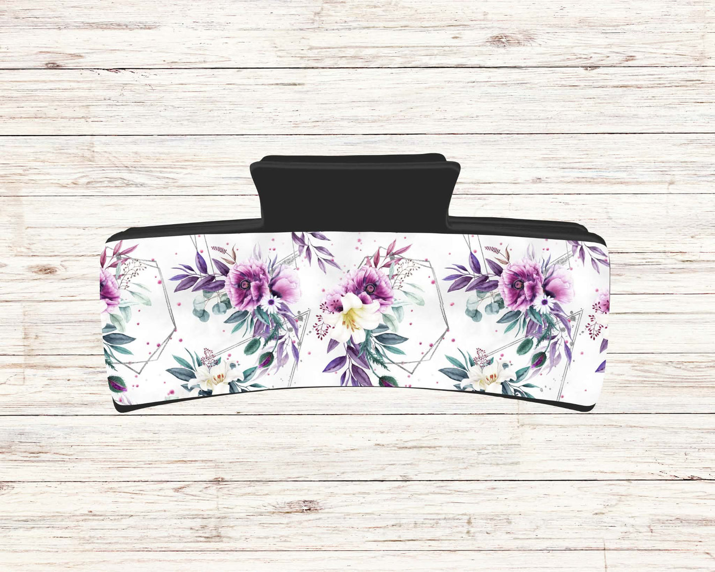 Pince à cheveux - Fleur fond blanc (Design de Audz)