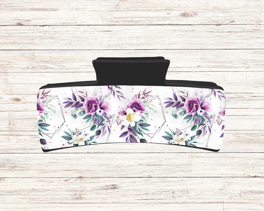 Pince à cheveux - Fleur fond blanc (Design de Audz)