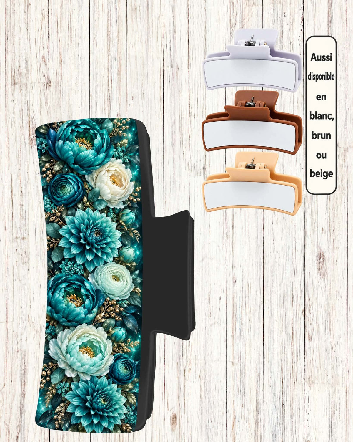 Pince cheveux XL - Belles fleurs bleues