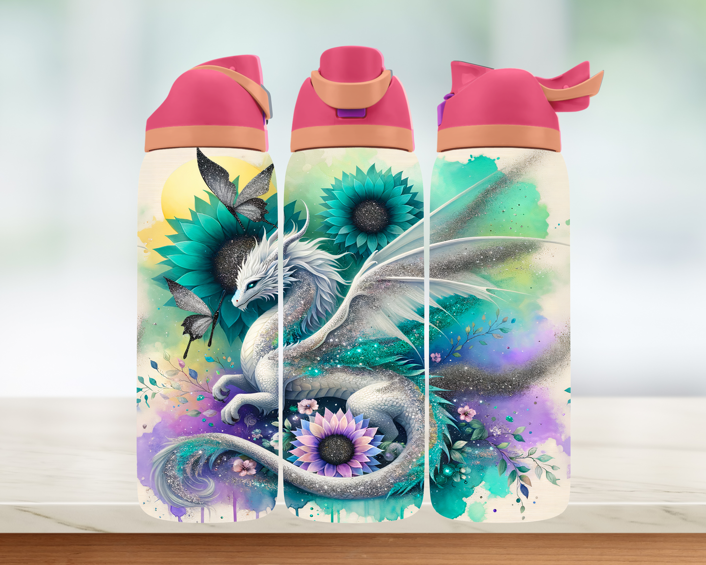 Bouteille style Owala - dragons colorés