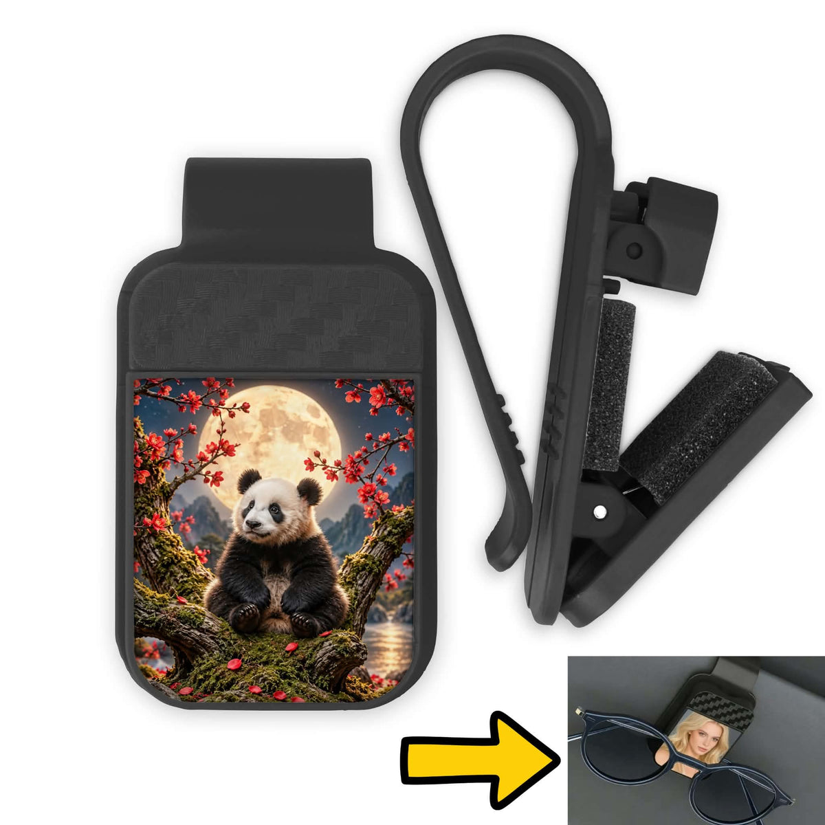 Porte-lunette pour voiture - Panda sous la lune