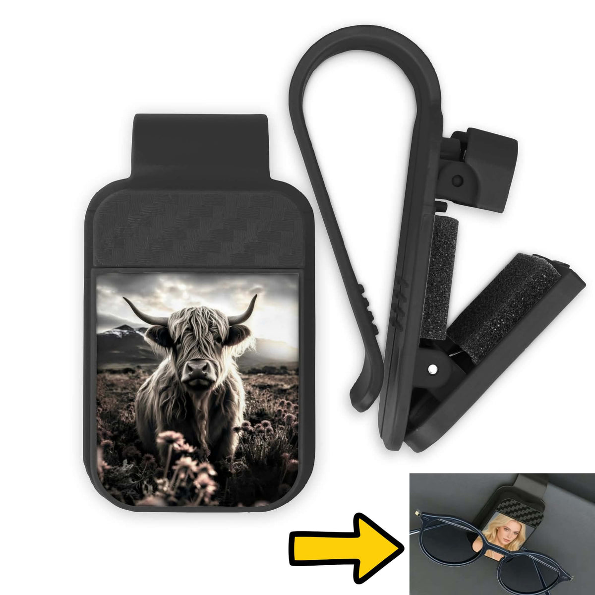 Porte-lunette pour voiture - Vache Highland