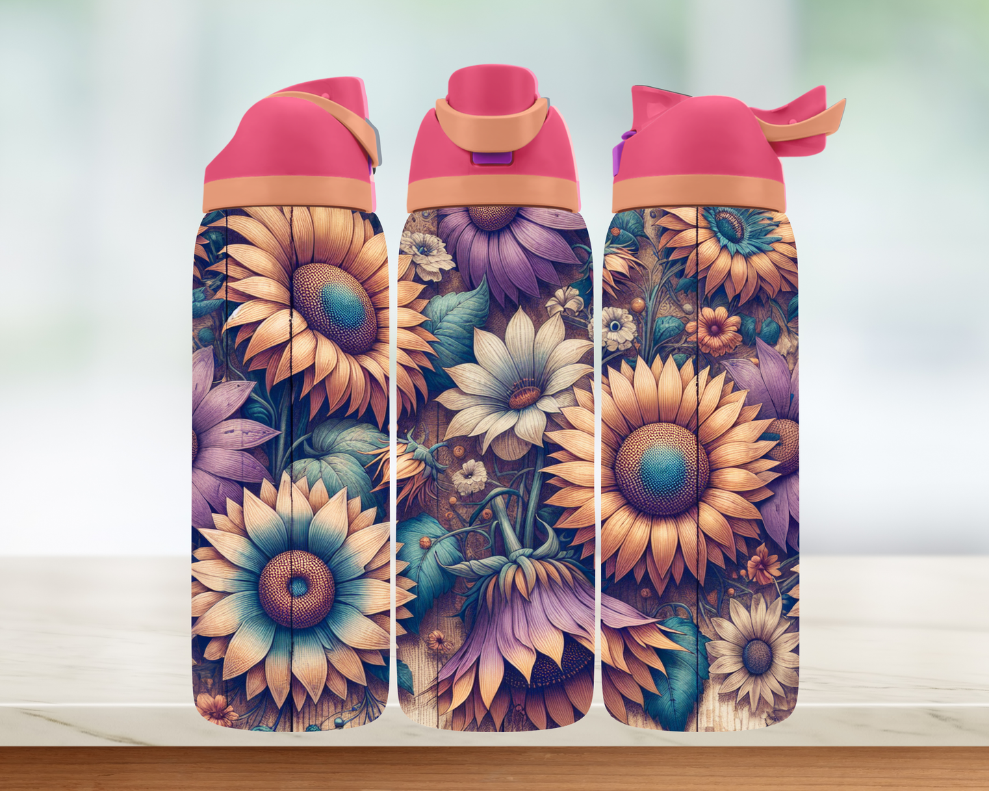 Bouteille style Owala - Fleurs Modernes