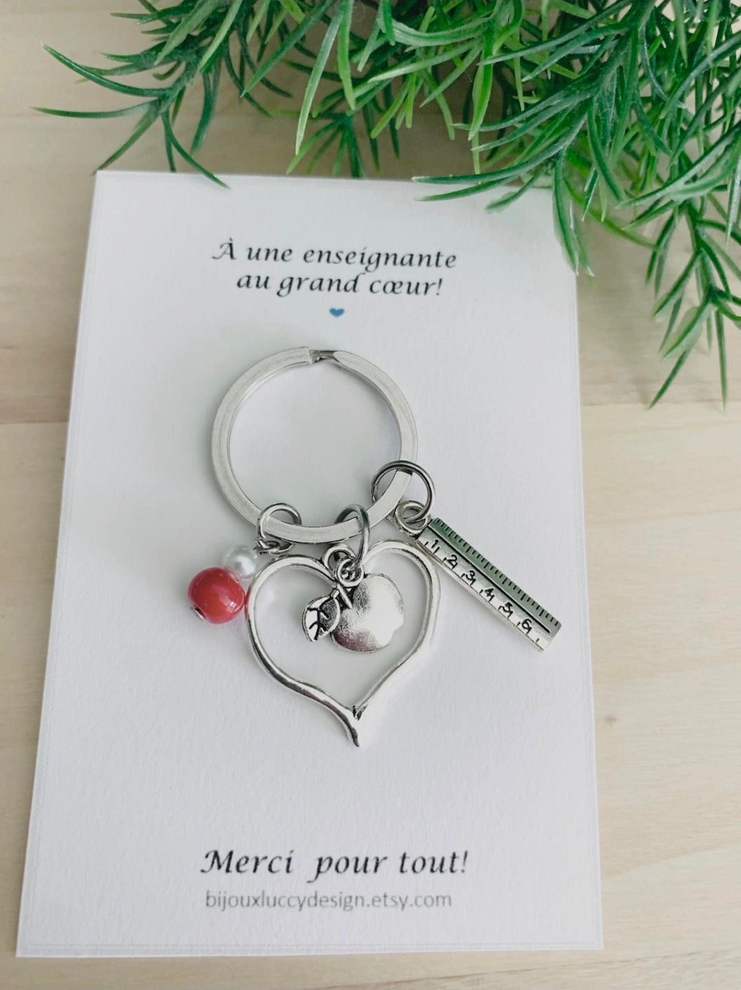 Porte-clé pour enseignante au grand coeur